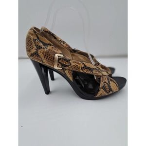 Michael Michael Kors Open Toe Faux Snake Print Patent Heel Sandal Size 9